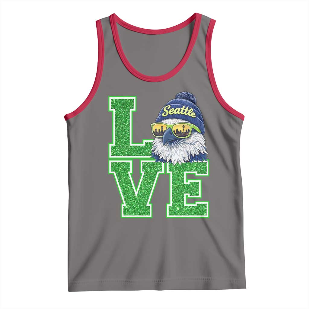 Seattle LOVE Hawk Graphic Tank Top Blue and Green Game Day Sports Fan TS02 Deep Heather Red Print Your Wear