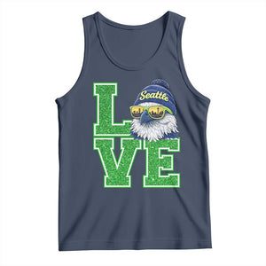 Seattle LOVE Hawk Graphic Tank Top Blue and Green Game Day Sports Fan TS02 Navy Print Your Wear
