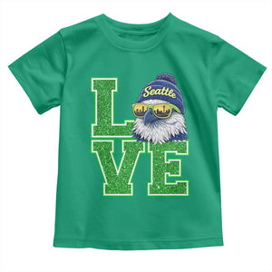 Seattle LOVE Hawk Graphic Toddler T Shirt Blue and Green Game Day Sports Fan TS02 Irish Green Print Your Wear