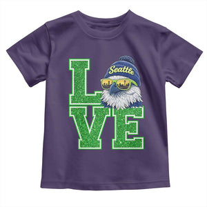 Seattle LOVE Hawk Graphic Toddler T Shirt Blue and Green Game Day Sports Fan TS02 Purple Print Your Wear