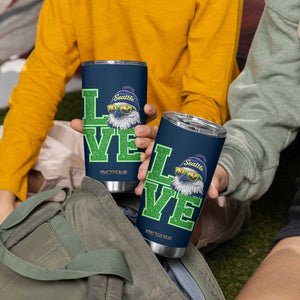 Seattle LOVE Hawk Graphic Tumbler Cup Blue and Green Game Day Sports Fan TS02 Print Your Wear