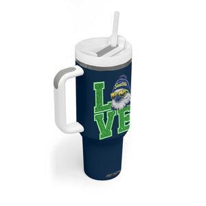 Seattle LOVE Hawk Graphic Tumbler With Handle Blue and Green Game Day Sports Fan TS02 Print Your Wear