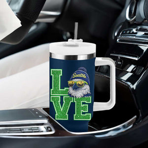 Seattle LOVE Hawk Graphic Tumbler With Handle Blue and Green Game Day Sports Fan TS02 Print Your Wear