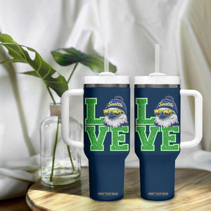 Seattle LOVE Hawk Graphic Tumbler With Handle Blue and Green Game Day Sports Fan TS02 Print Your Wear
