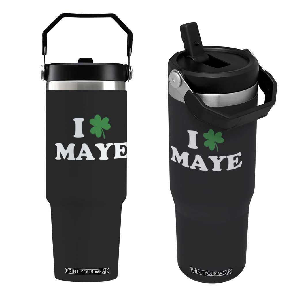 I Shamrock Maye Flip Straw Tumbler St. Patrick’s Day Sports Fan Irish Twist TS02 One Size: 30 oz Black Print Your Wear
