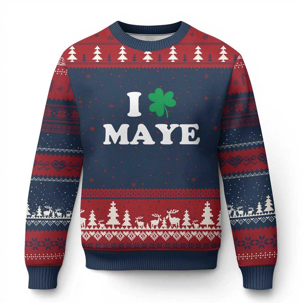 I Shamrock Maye Ugly Christmas Sweater St. Patrick’s Day Sports Fan Irish Twist TS02 Navy Red Print Your Wear