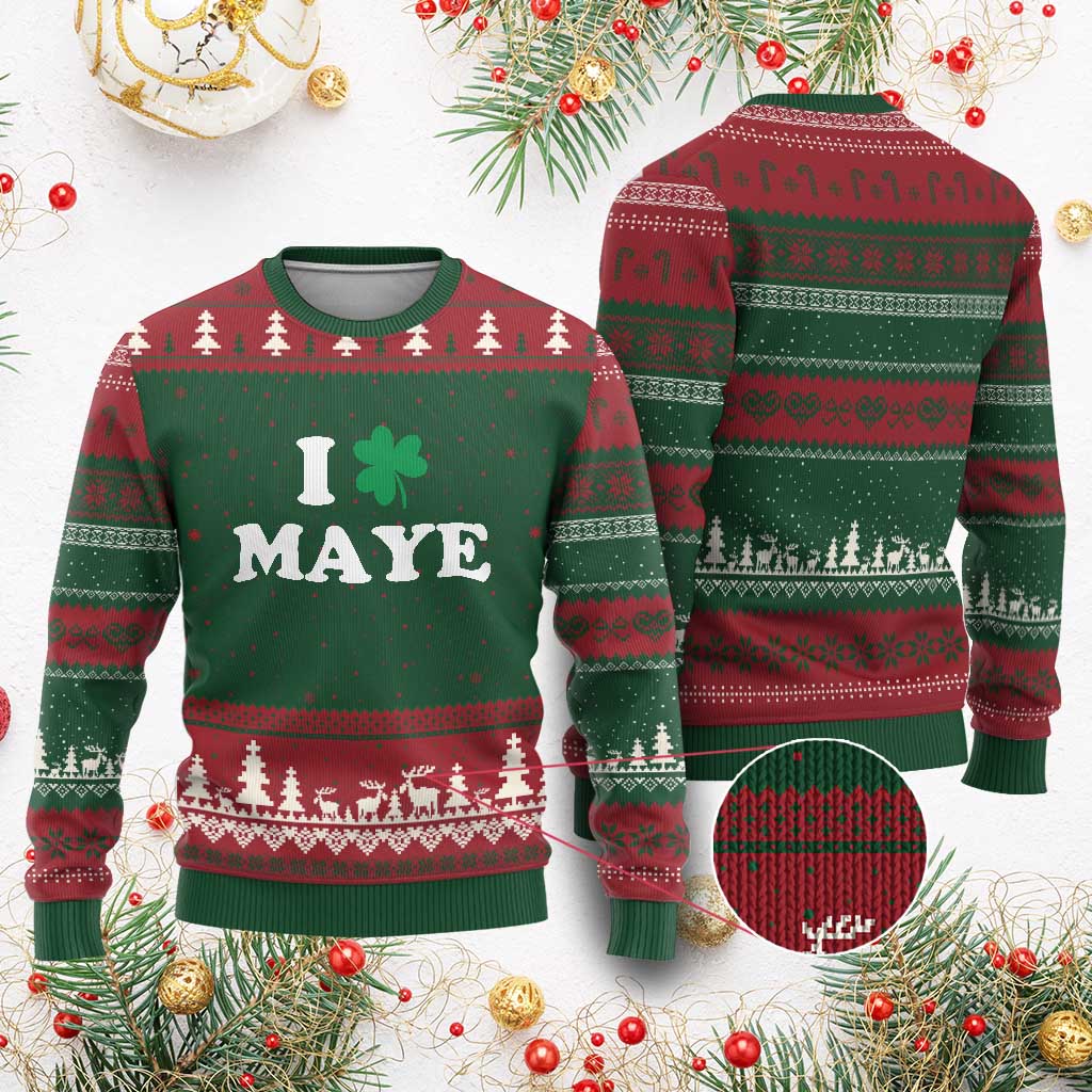 I Shamrock Maye Ugly Christmas Sweater St. Patrick’s Day Sports Fan Irish Twist TS02 Red Green Print Your Wear