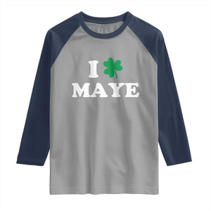 I Shamrock Maye Raglan Shirt St. Patrick’s Day Sports Fan Irish Twist TS02 Sport Gray Navy Print Your Wear