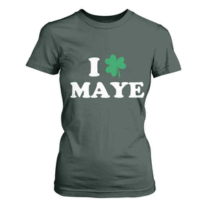 I Shamrock Maye T Shirt For Women St. Patrick’s Day Sports Fan Irish Twist TS02 Dark Forest Green Print Your Wear
