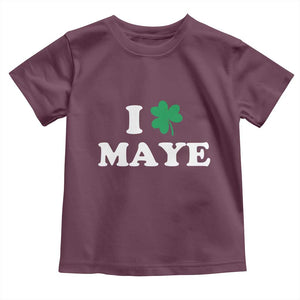 I Shamrock Maye Toddler T Shirt St. Patrick’s Day Sports Fan Irish Twist TS02 Maroon Print Your Wear