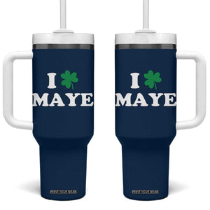I Shamrock Maye Tumbler With Handle St. Patrick’s Day Sports Fan Irish Twist TS02 One Size: 40 oz Navy Print Your Wear
