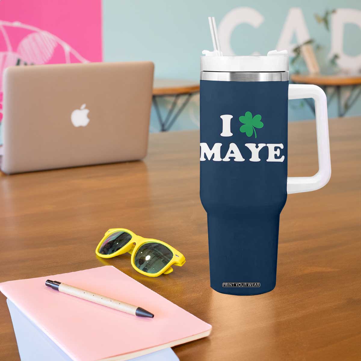 I Shamrock Maye Tumbler With Handle St. Patrick’s Day Sports Fan Irish Twist TS02 Print Your Wear