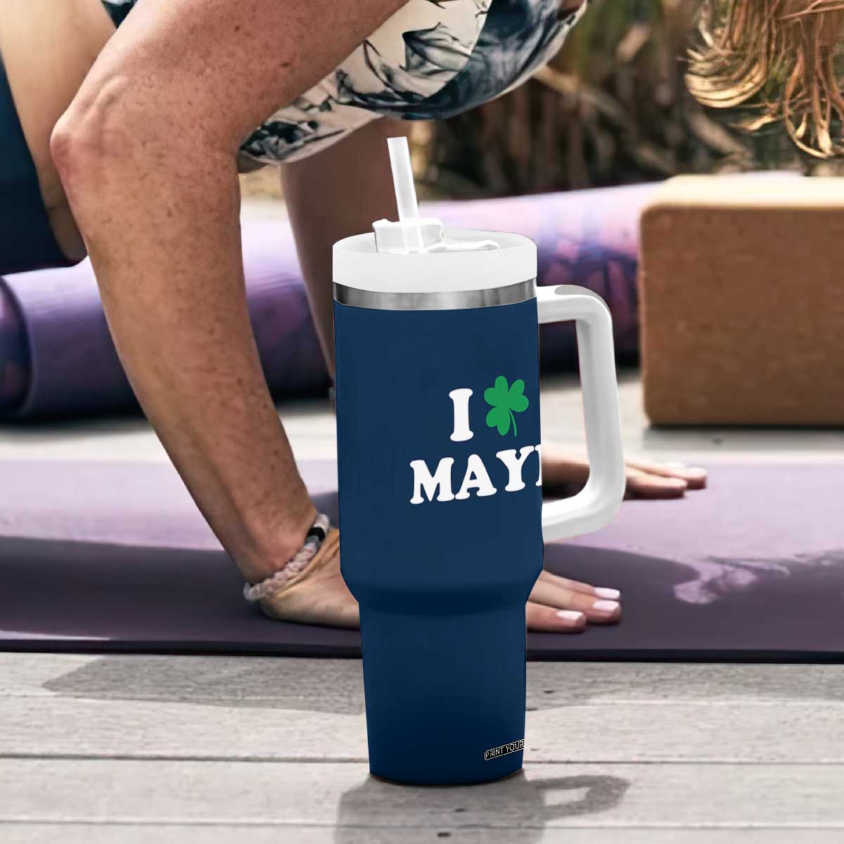 I Shamrock Maye Tumbler With Handle St. Patrick’s Day Sports Fan Irish Twist TS02 Print Your Wear