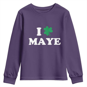 I Shamrock Maye Youth Sweatshirt St. Patrick’s Day Sports Fan Irish Twist TS02 Purple Print Your Wear