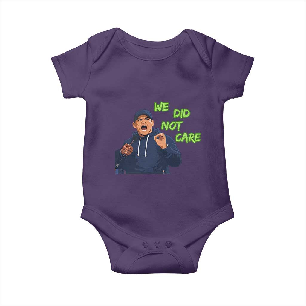 We Did Not Care Funny Hype Coach Baby Onesie Blunt Post-Game Comment TS02 Purple Print Your Wear