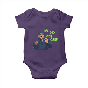 We Did Not Care Funny Hype Coach Baby Onesie Blunt Post-Game Comment TS02 Purple Print Your Wear