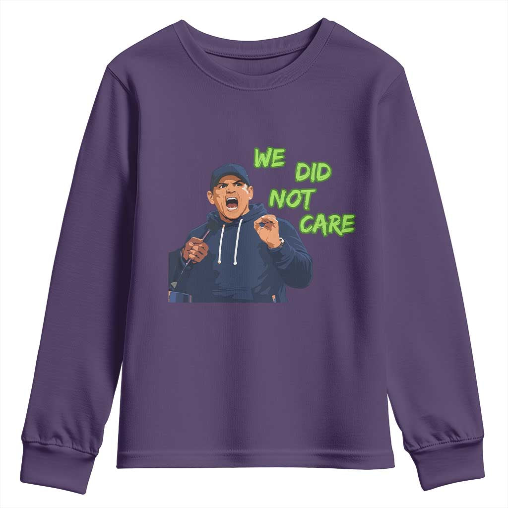 We Did Not Care Funny Hype Coach Youth Sweatshirt Blunt Post-Game Comment TS02 Purple Print Your Wear