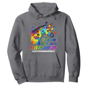 Giraffe Autism Awareness Hoodie It's Ok To Be Different Support Autistic TS02 Charcoal Printyourwear
