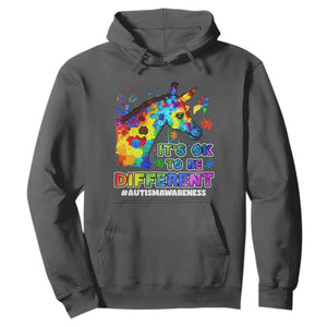 Giraffe Autism Awareness Hoodie It's Ok To Be Different Support Autistic TS02 Dark Heather Printyourwear