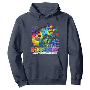 Giraffe Autism Awareness Hoodie It's Ok To Be Different Support Autistic TS02 Navy Printyourwear