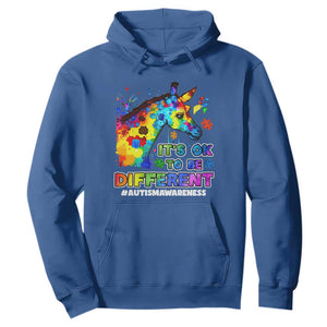 Giraffe Autism Awareness Hoodie It's Ok To Be Different Support Autistic TS02 Royal Blue Printyourwear