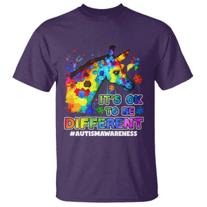 Giraffe Autism Awareness T Shirt It's Ok To Be Different Support Autistic TS02 Purple Printyourwear