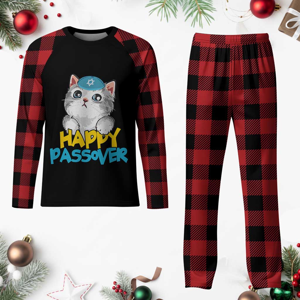 Happy Passover Cute Cat Plaid Pajama Set Seder Jewish Pesach TS02 Buffalo Plaid Print Your Wear