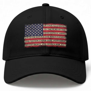 Pledge of Allegiance USA Flag Vintage Patriotic Graphic Baseball Cap One Nation Under God Liberty and Justice for All TS02 Print Your Wear
