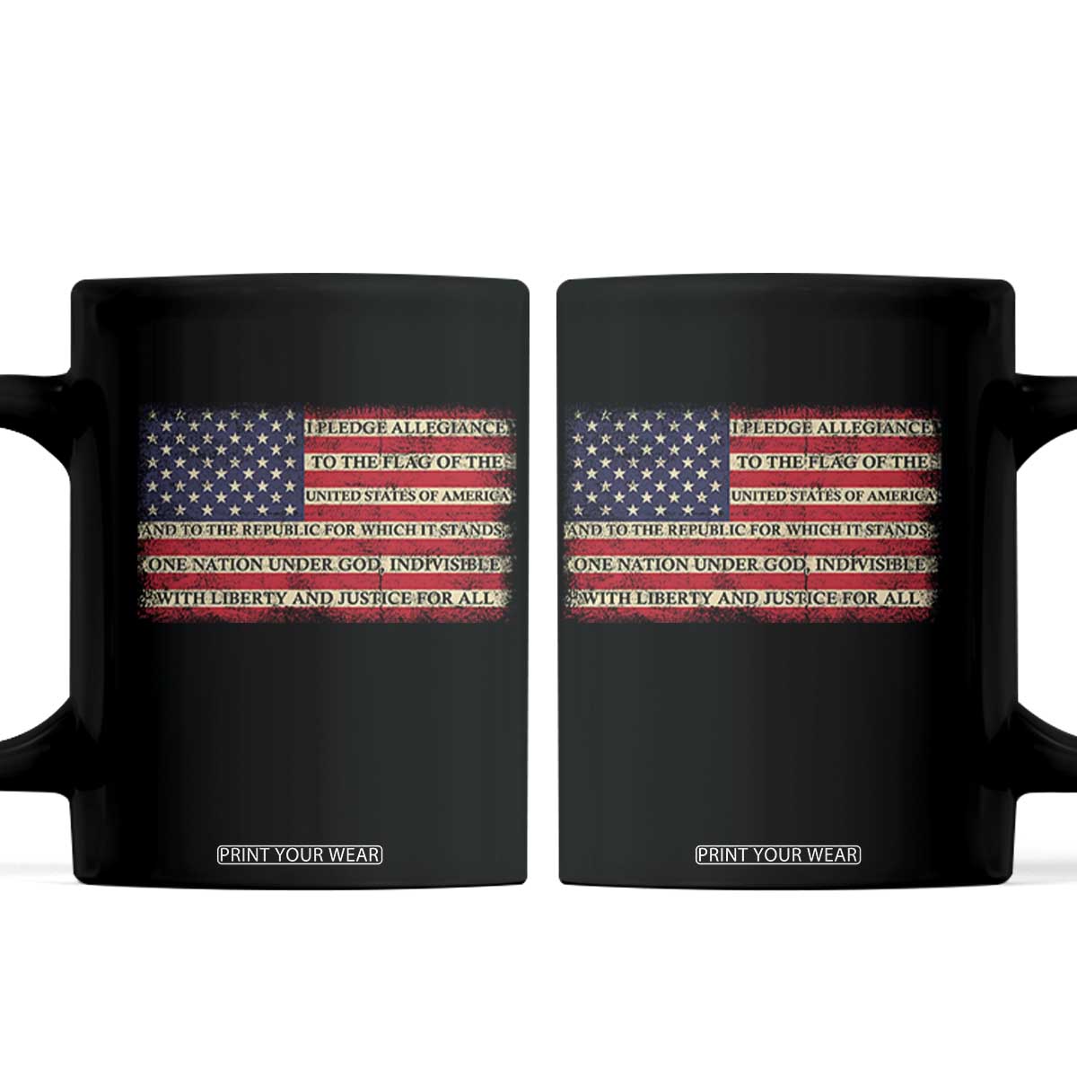 Pledge of Allegiance USA Flag Vintage Patriotic Graphic Coffee Mug One Nation Under God Liberty and Justice for All TS02 Black Print Your Wear