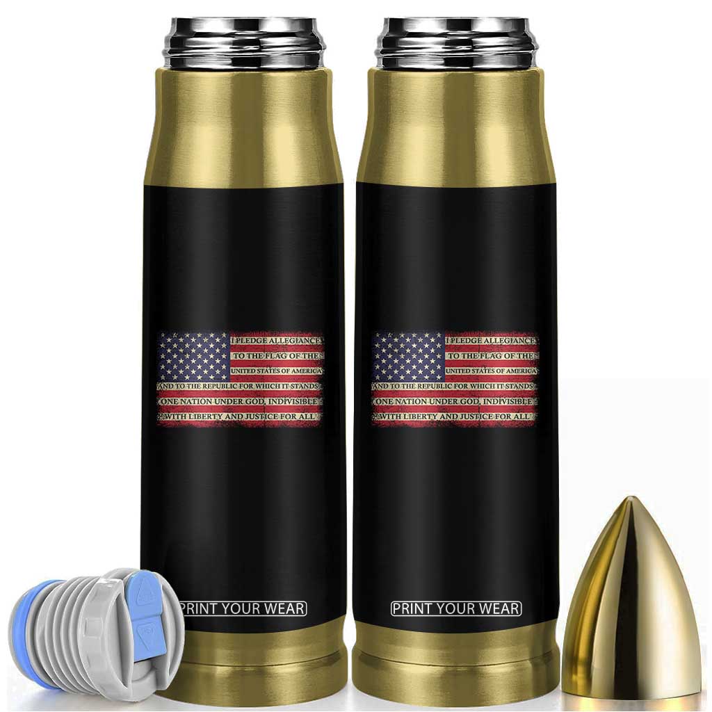 Pledge of Allegiance USA Flag Vintage Patriotic Graphic Bullet Tumbler One Nation Under God Liberty and Justice for All TS02 Black Print Your Wear