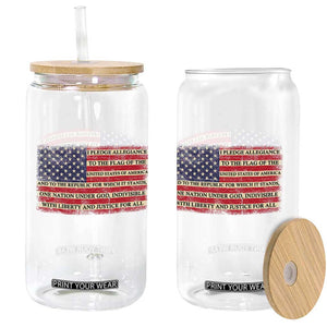 Pledge of Allegiance USA Flag Vintage Patriotic Graphic Glass Can One Nation Under God Liberty and Justice for All TS02 Print Your Wear