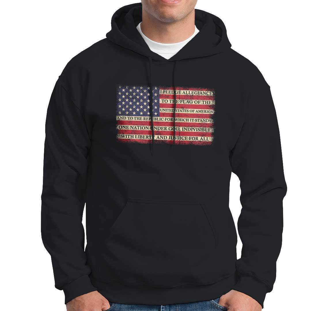American Patriotic Hoodie I Pledge Allegiance To The Flag Of The USA One Nation Under God TS02 Black Printyourwear