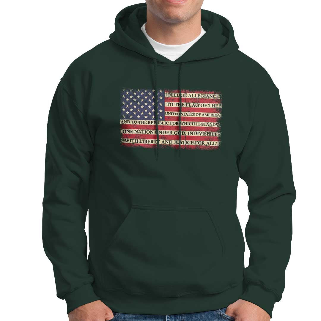 American Patriotic Hoodie I Pledge Allegiance To The Flag Of The USA One Nation Under God TS02 Dark Forest Green Printyourwear