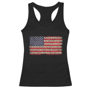 Pledge of Allegiance USA Flag Vintage Patriotic Graphic Racerback Tank Top One Nation Under God Liberty and Justice for All TS02 Black Print Your Wear