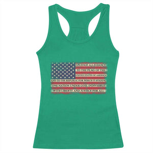Pledge of Allegiance USA Flag Vintage Patriotic Graphic Racerback Tank Top One Nation Under God Liberty and Justice for All TS02 Irish Green Print Your Wear