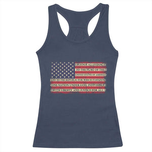 Pledge of Allegiance USA Flag Vintage Patriotic Graphic Racerback Tank Top One Nation Under God Liberty and Justice for All TS02 Navy Print Your Wear
