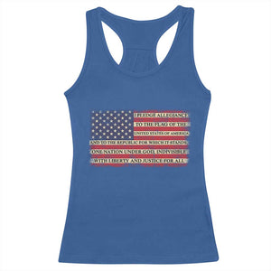 Pledge of Allegiance USA Flag Vintage Patriotic Graphic Racerback Tank Top One Nation Under God Liberty and Justice for All TS02 Royal Blue Print Your Wear