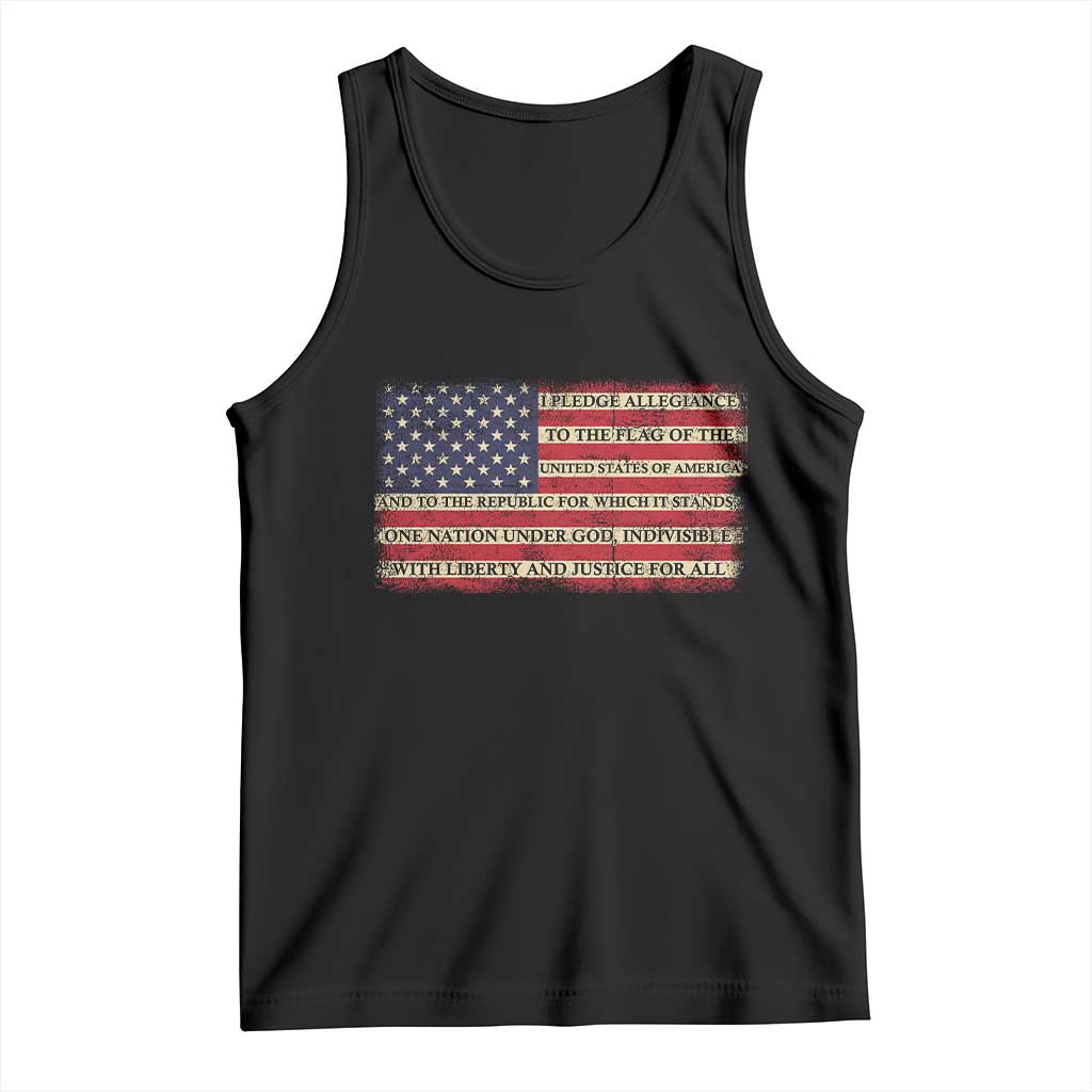Pledge of Allegiance USA Flag Vintage Patriotic Graphic Tank Top One Nation Under God Liberty and Justice for All TS02 Black Print Your Wear