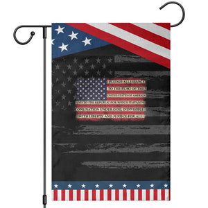Pledge of Allegiance USA Flag Vintage Patriotic Graphic Patriotic Garden Flag One Nation Under God Liberty and Justice for All TS02 Distressed Black Blue Print Your Wear