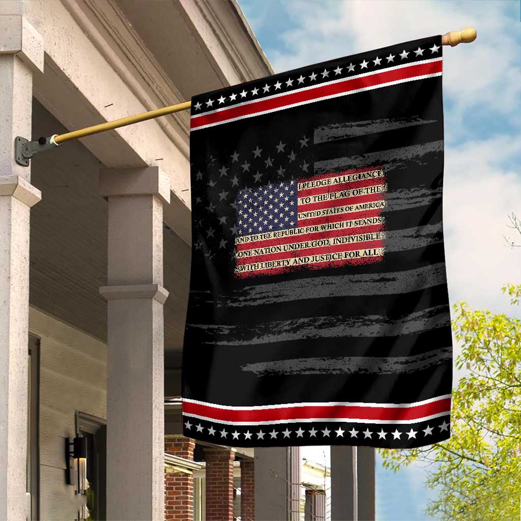 Pledge of Allegiance USA Flag Vintage Patriotic Graphic Patriotic Garden Flag One Nation Under God Liberty and Justice for All TS02 Distressed Black Red Print Your Wear