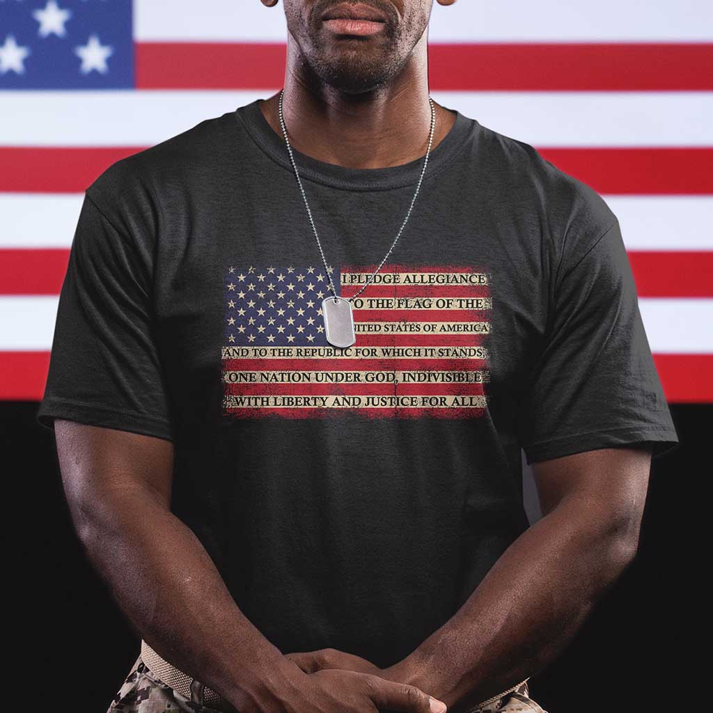 American Patriotic T Shirt - I Pledge Allegiance To The Flag USA One Nation Under God Tee TS02 Black Printyourwear