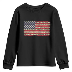 Pledge of Allegiance USA Flag Vintage Patriotic Graphic Youth Sweatshirt One Nation Under God Liberty and Justice for All TS02 Black Print Your Wear