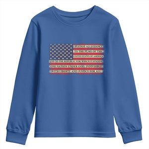 Pledge of Allegiance USA Flag Vintage Patriotic Graphic Youth Sweatshirt One Nation Under God Liberty and Justice for All TS02 Royal Blue Print Your Wear