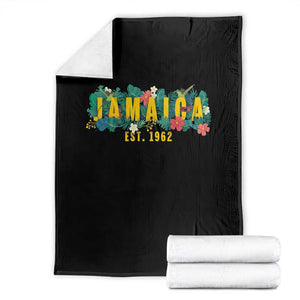 Jamaica Est 1962 Tropical Independence Throw Blanket Doctor Bird and Hibiscus Botanical Travel Souvenir TS02 Black Print Your Wear