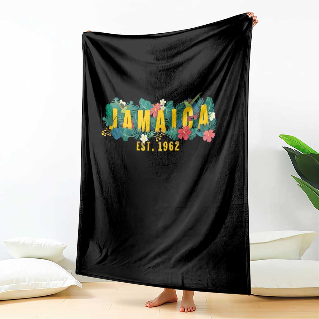Jamaica Est 1962 Tropical Independence Throw Blanket Doctor Bird and Hibiscus Botanical Travel Souvenir TS02 Print Your Wear