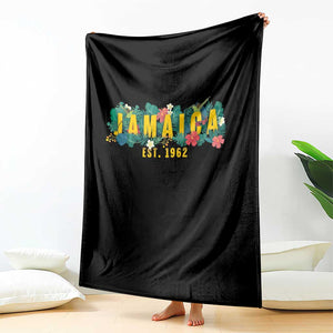 Jamaica Est 1962 Tropical Independence Throw Blanket Doctor Bird and Hibiscus Botanical Travel Souvenir TS02 Print Your Wear