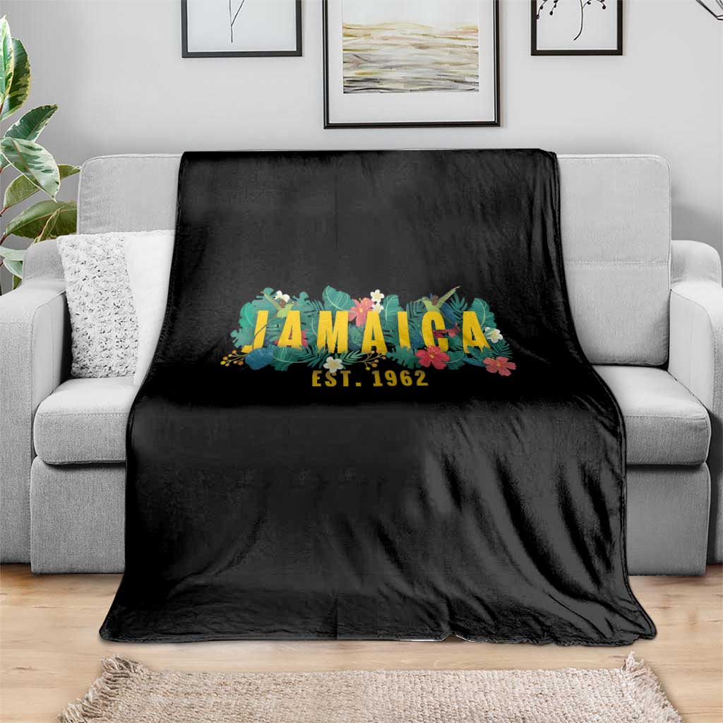 Jamaica Est 1962 Tropical Independence Throw Blanket Doctor Bird and Hibiscus Botanical Travel Souvenir TS02 Print Your Wear