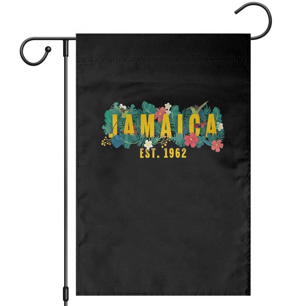 Jamaica Est 1962 Tropical Independence Garden Flag Doctor Bird and Hibiscus Botanical Travel Souvenir TS02 Black Print Your Wear