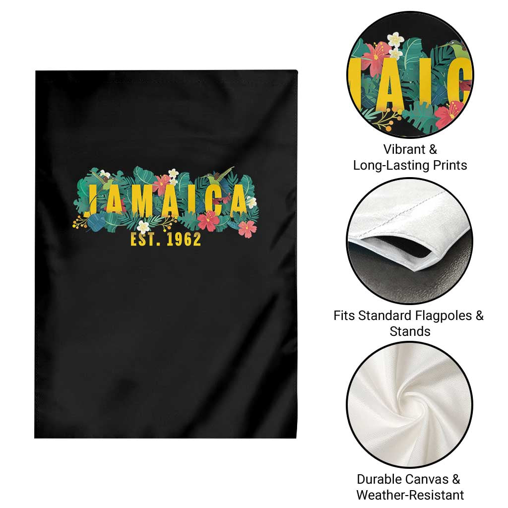 Jamaica Est 1962 Tropical Independence Garden Flag Doctor Bird and Hibiscus Botanical Travel Souvenir TS02 Print Your Wear