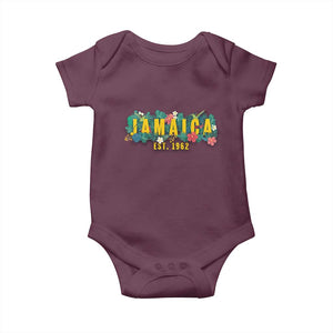 Jamaica Est 1962 Tropical Independence Baby Onesie Doctor Bird and Hibiscus Botanical Travel Souvenir TS02 Maroon Print Your Wear